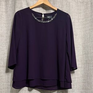 Papermoon Deep Purple Blouse with Beaded Detail
